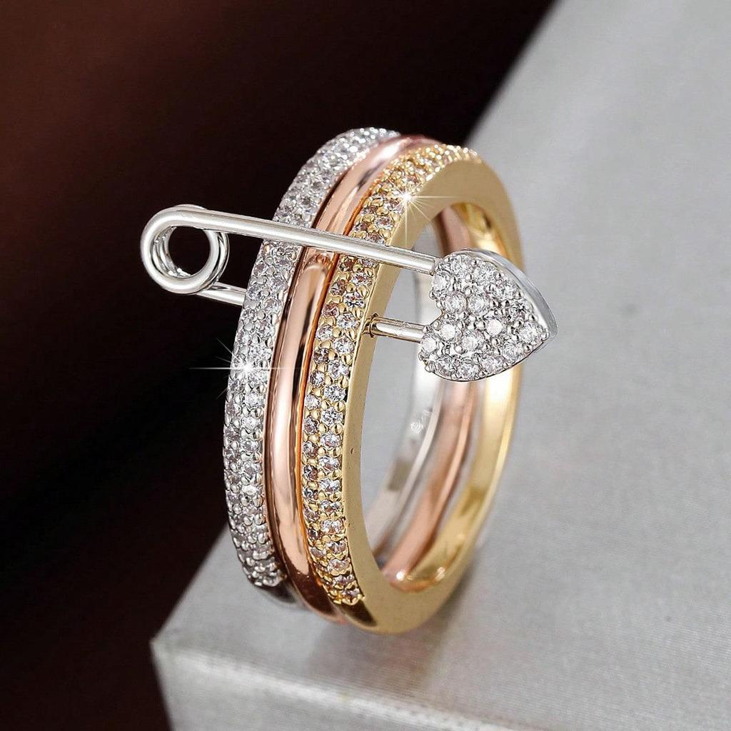 Tricolor Detachable Women's Ring: Micro-Paved Zirconia Bestseller