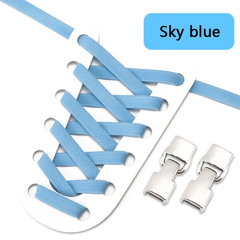 1 Pair Flat Shoelaces Metal Buckle Lock Elastic Shoe Laces Without Ties Sports Enthusiasts Lazy Shoes Lace Accessories