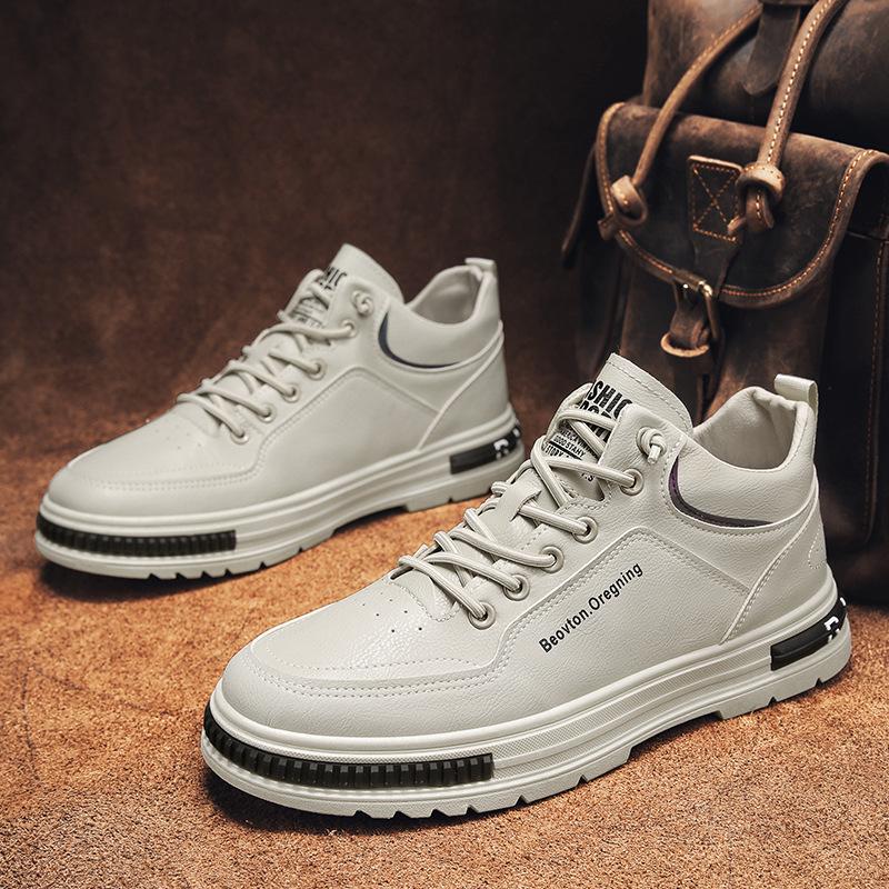 British shoes autumn and winter leather surface breathable locomotive leather boots tide high top casual board shoes