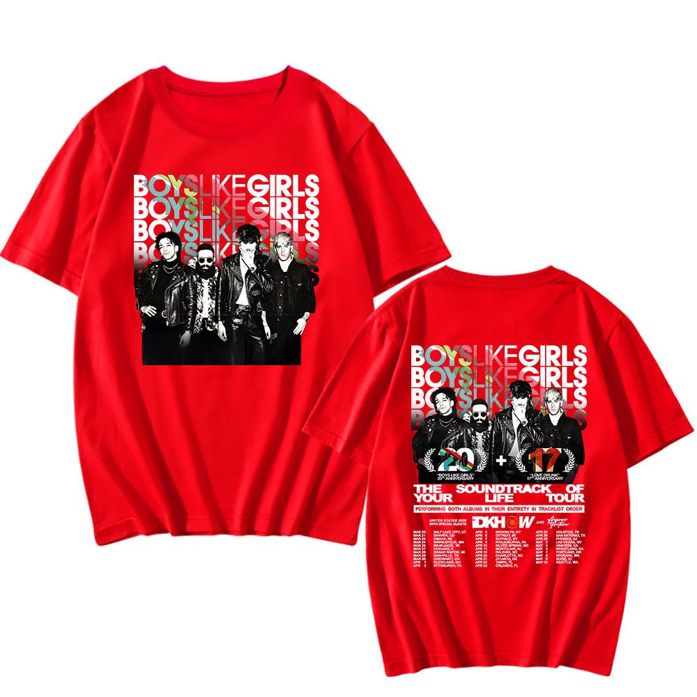BLG THE SOUNDTRACK OF YOUR LIFE TOUR T-shirt BOYS LIKE GIRLS Rock Band Tshirts Cotton Short Sleeve Loose T Shirt Streetwear