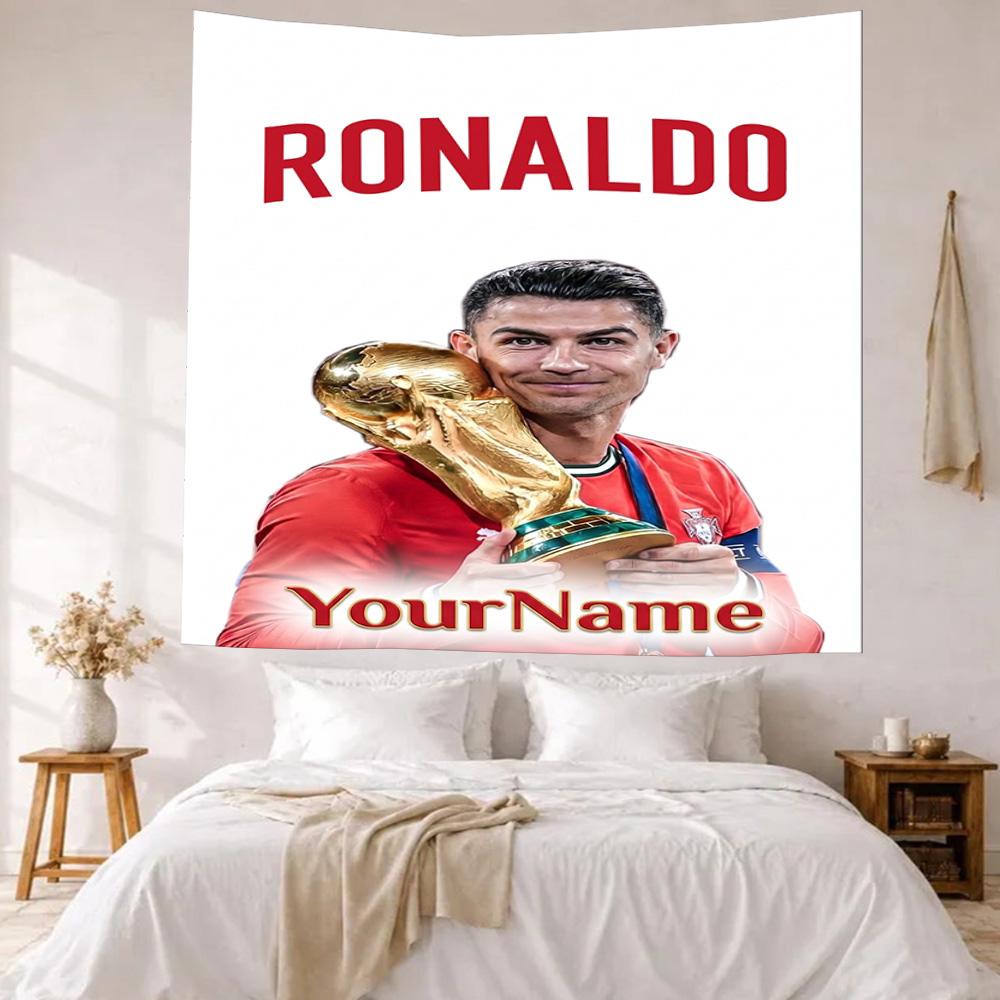 Cristiano Ronaldo Niestandardowa Dekoracja Ścienna z Twoim Imieniem Gobelin Sztuka na Pamięć o Zwierzętach Urodziny Wesela Tło Imprezowe Prezent Rodzinny
