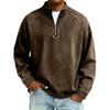 Herren Vintage Stehkragen Reißverschluss Pullover Langarm Lässiges Oberteil