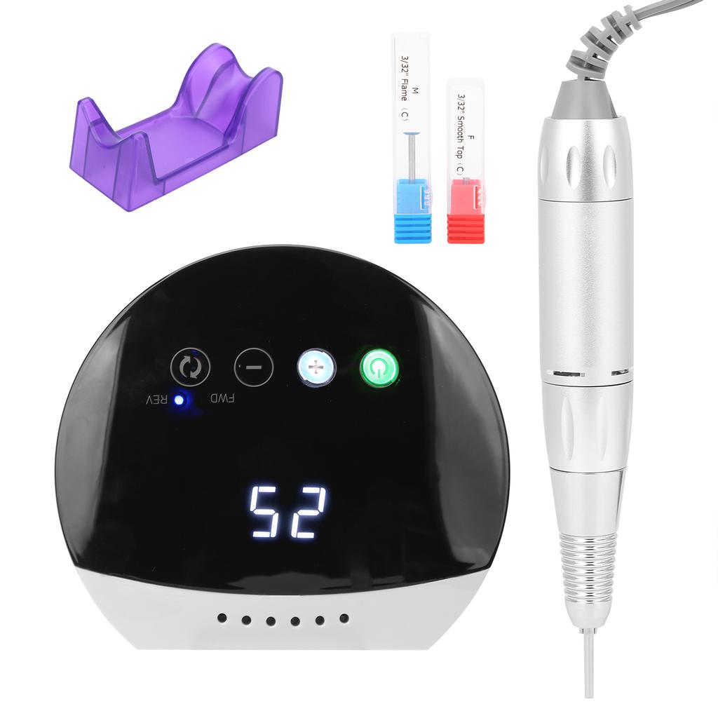 30000RPM Electirc Nail Drill Machine Portable Adjustable Nail Grinding Polisher (100‑240V)EU Plug