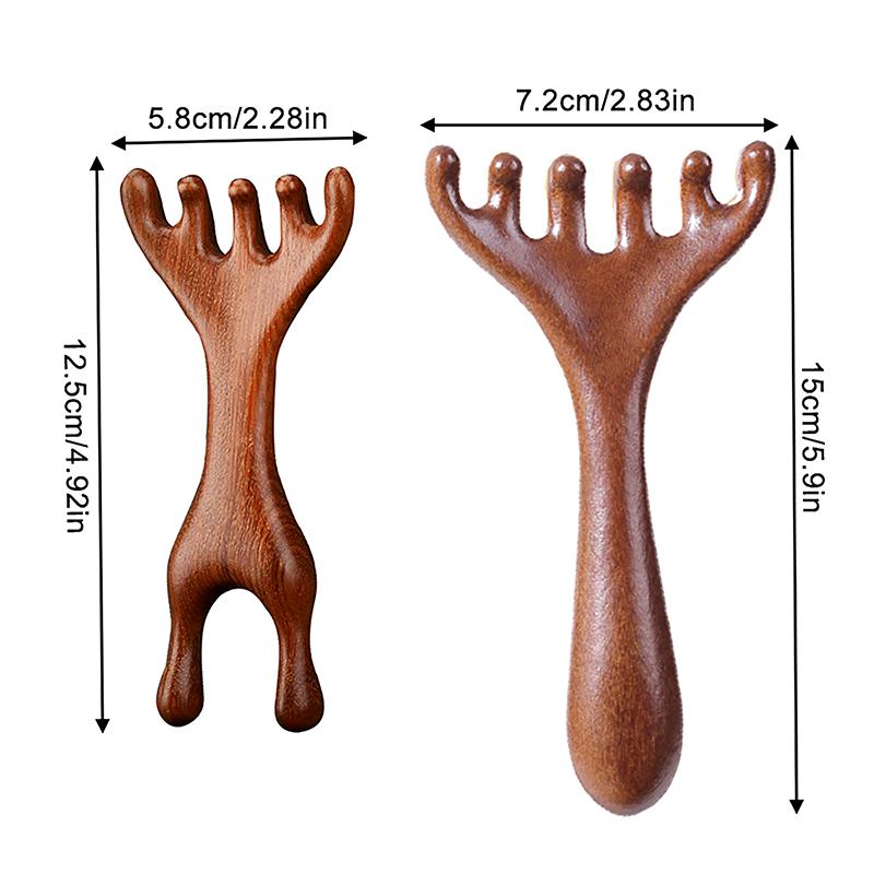 Sandalwood Scalp Massager Sandalwood Deer Antlers Wide Tooth Comb Meridians Dredging Scalp Facial Massage Comb Gua Sha Comb