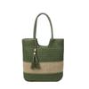 Fashion retro beach vacation woven contrasting color women's tote bag new versatile women's shoulder handbag