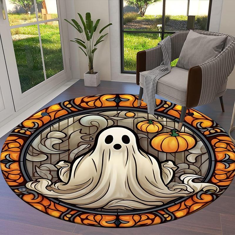 1pc Office Carpet Chair Mats Halloween Ghost Stained Glass Perfect for Decorating Office Chairs, Living Rooms, Or Bedrooms.YDT037