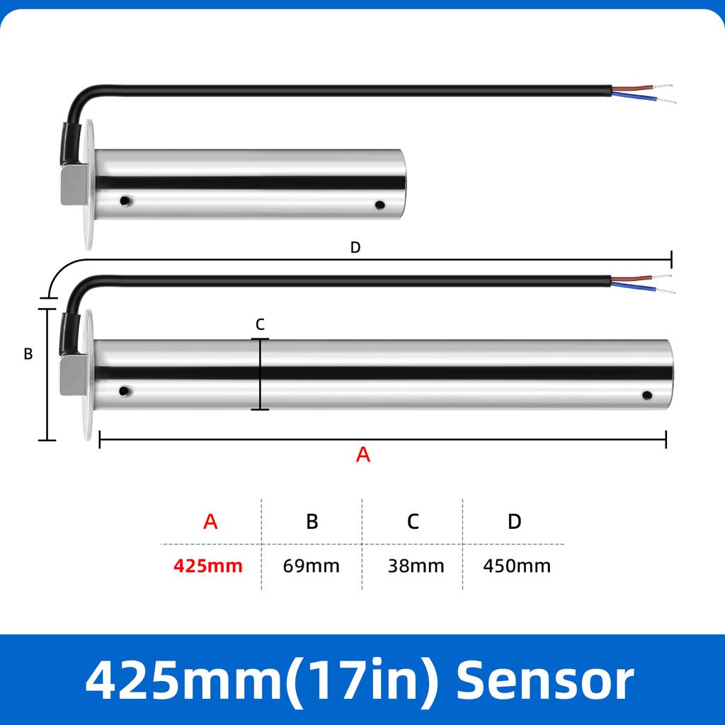 100-550mm Sewage Level Gauge Sensor 0-190ohm Fuel Level Sensor Water Meter Sewage Liquid Sensor Tank Level Gauge for Sewage Liqu