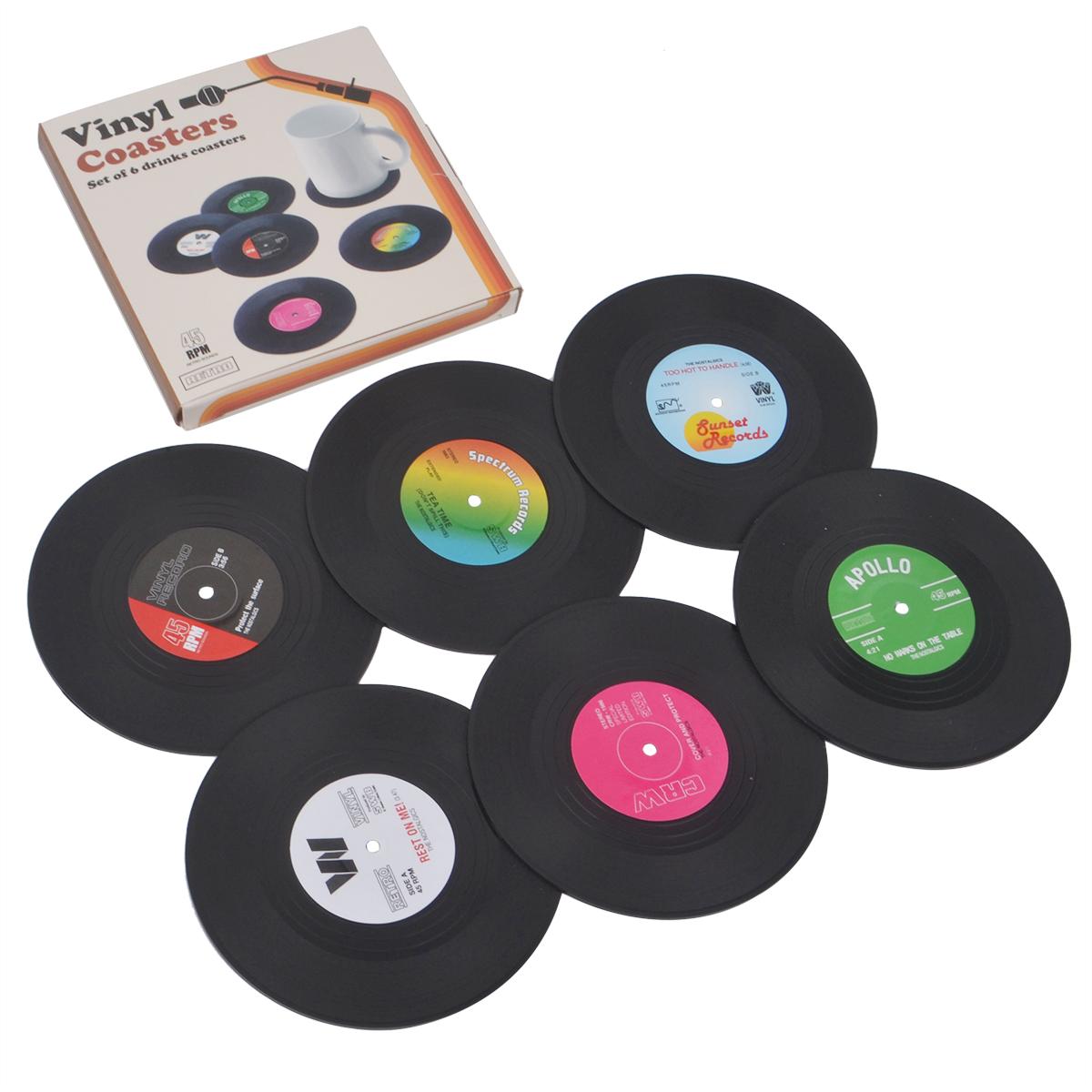 

Красочные ретро виниловые пластинки подставки для дисков для напитков виниловые пластинки подставки для украшения журнального столика 10.5x10.5 cm&Round