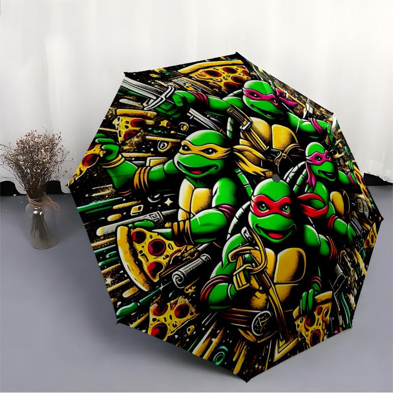 1pc Turtles Automatic Folding Umbrella - Compact 8-Rib Design, Durable Plastic & Iron, Perfect Gift for Friends & Family, yy250923036