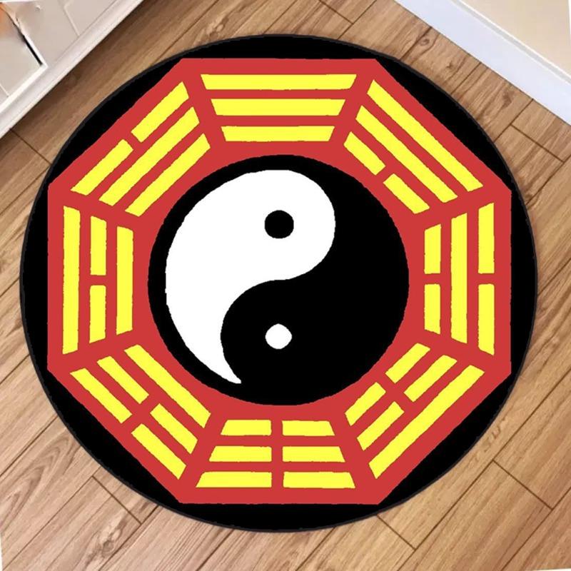 Round Carpet Tai Chi Pattern Circular Floor Mat for Living Room Bedroom Home Decor Easy To Clean Classic Beautiful and Beautiful