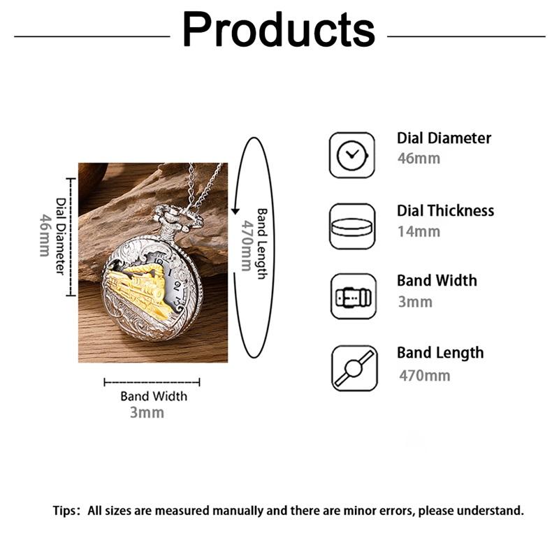 Antik ånglok Design Fickur med Kedja Halsband Vintage Kvarts Hänge Klocka Kedja Herrar Damer