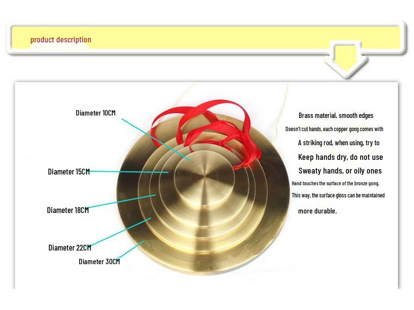 Children's Brass Gong & Drum Toy with Striker - Small Cymbal Musical Instrument for Kindergarten