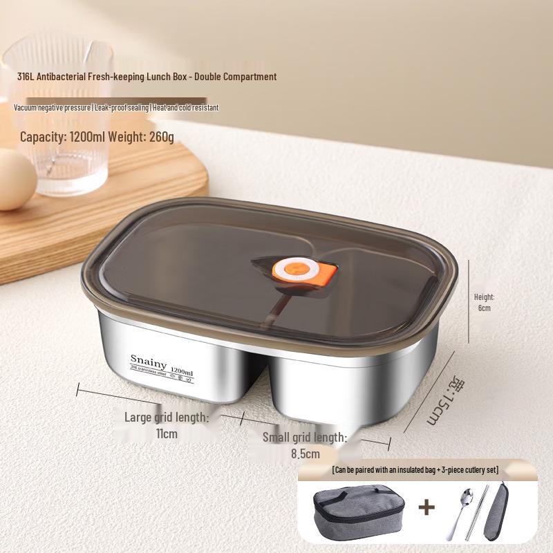 

Ruhan 316L Stainless Steel Dual-Compartment Bento Box