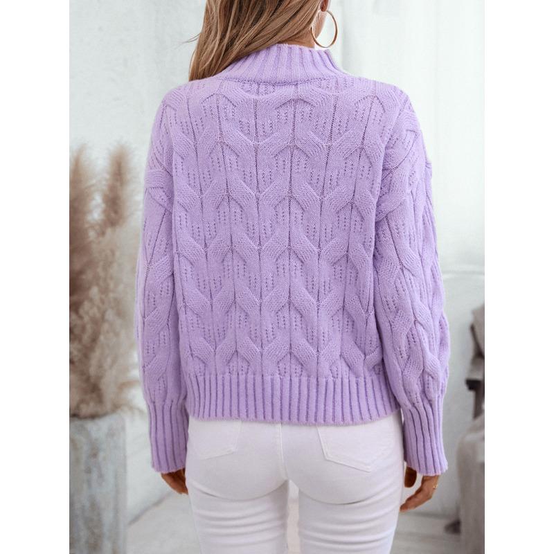 Women's Half-neck Twist Knit Autumn and Winter Loose Cable Pullover Sweater