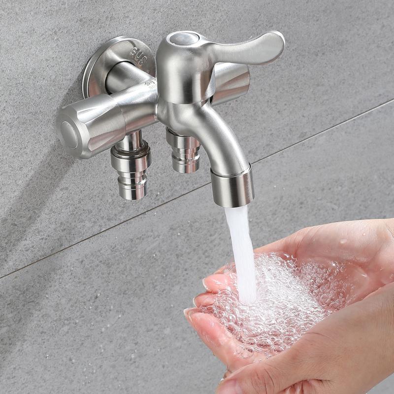 Rubinetto a 3 vie in acciaio inossidabile Tre rubinetti Rubinetto per lavatrice Acqua Bagno Cucina Rubinetto