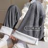 Gray Wide-leg Pants Women's Autumn and Winter Fleece Soft Waxy Drape Knitted Pants Casual Narrow Version Straight Fleece Glutinous Rice Pants