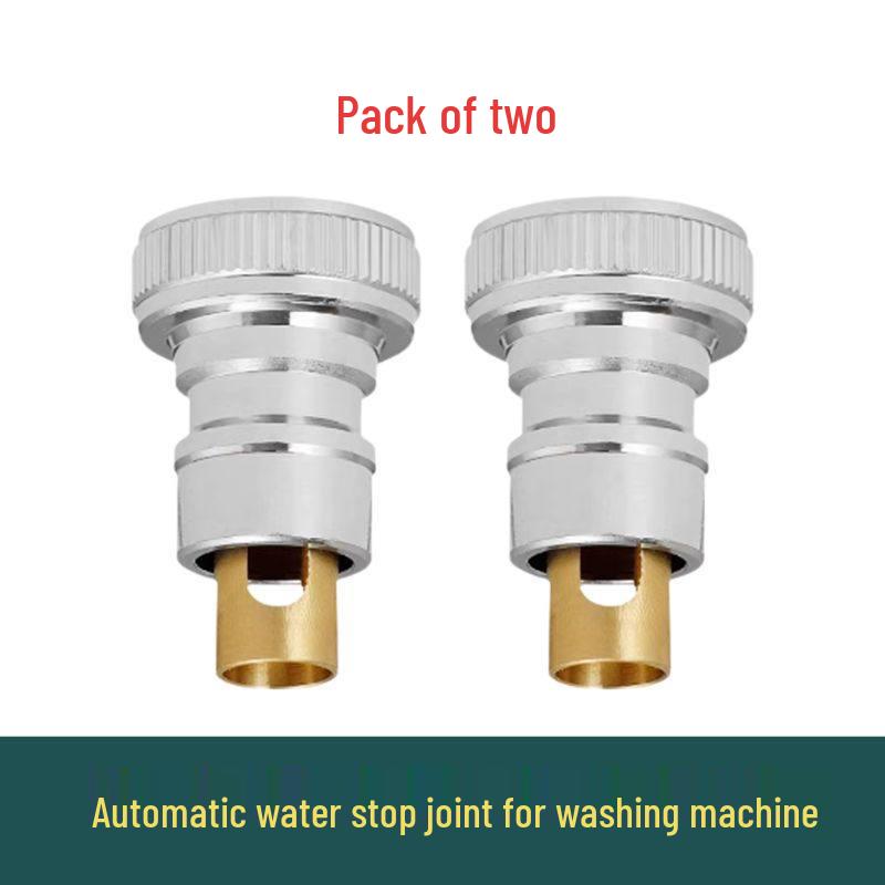 All-Copper Automatic Shut-off Washing Machine Faucet with Anti-Detachment Hose and Universal Check Valve Adapter