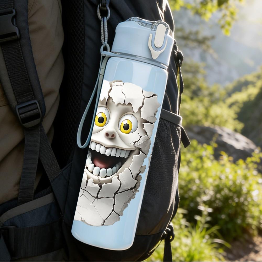 1PC Twin Ghost Funny Halloween Cartoon 750ml Color Plastic Sports Water Bottle Leakproof Flip Straw Lid Suitable for Sports Office Home Use
