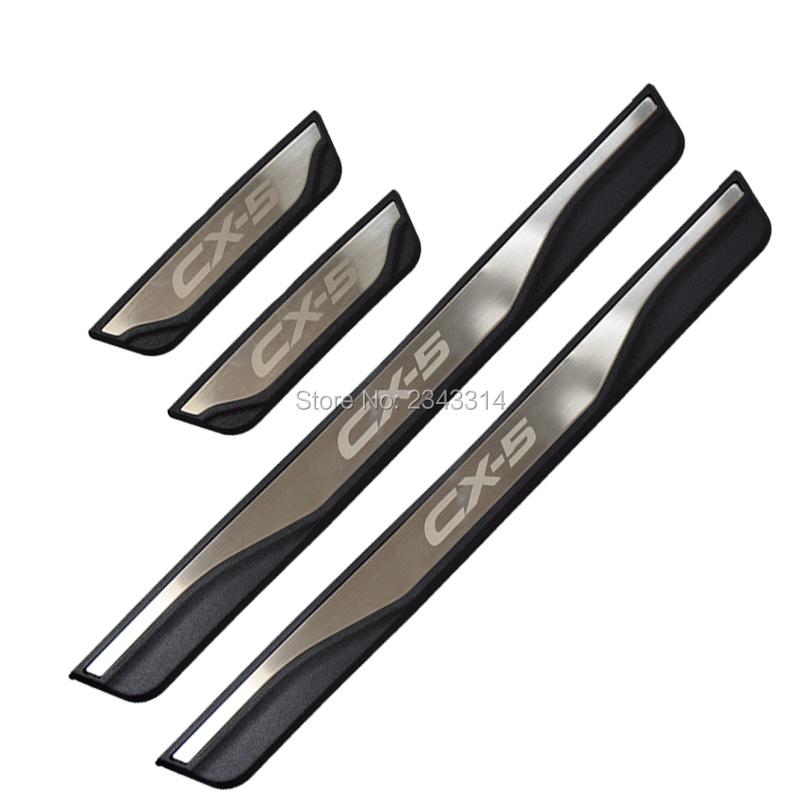 

For Mazda CX-5 CX5 KE KF Accessory 2012-2024 2025 Car Carbon Door Sill Kick Scuff Plate Guard Pedal Protector Trim Cover Styling CX-5 Silver