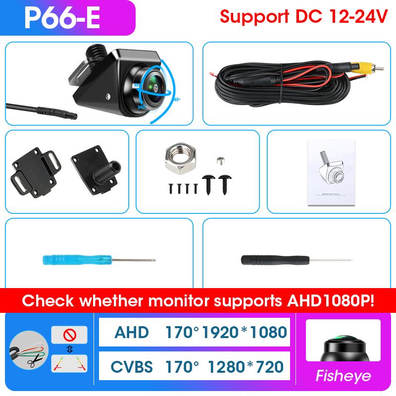 AHD 170° Rear View Camera 1920x1080P CVBS Night Vision Fisheye Lens Car Reverse Camera IP68 Waterproof 12V Backup Parking Cam