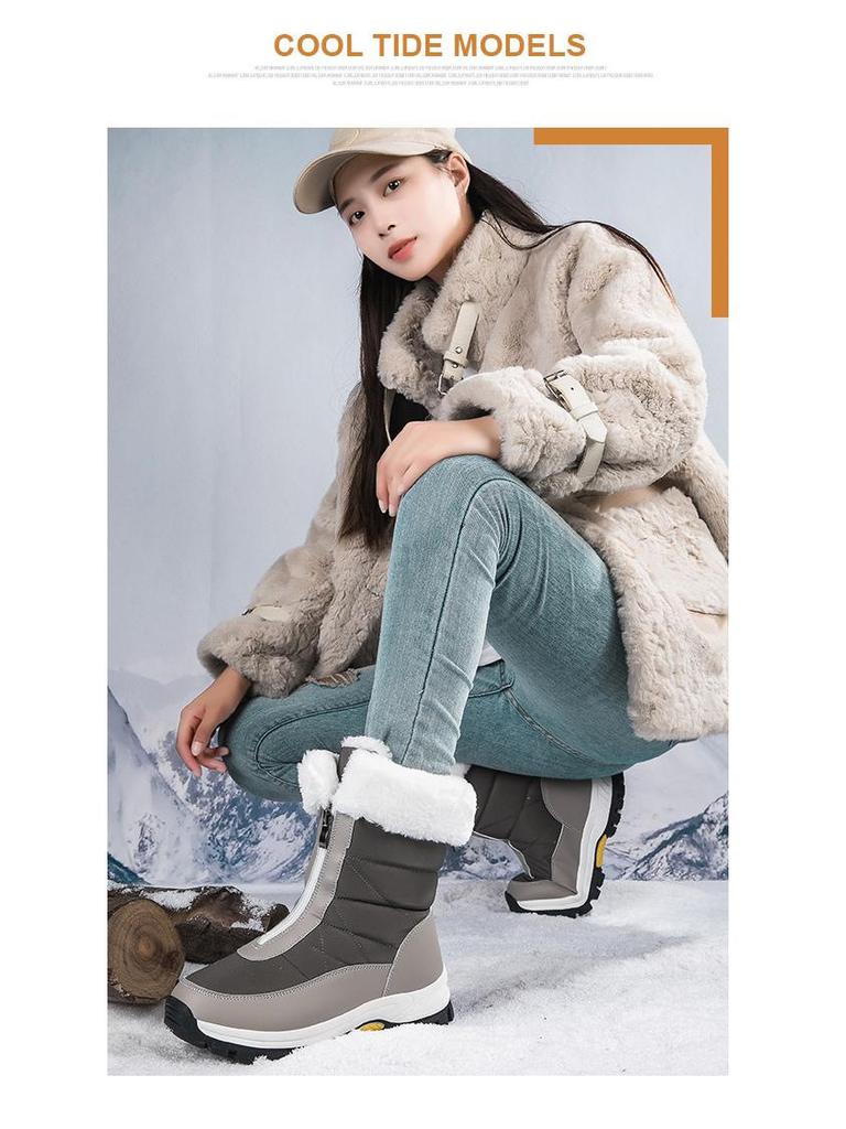 Women's High-Top Non-Slip Snow Boots: Sizes 36-42, Warm & Thick Cotton, Cold-Proof