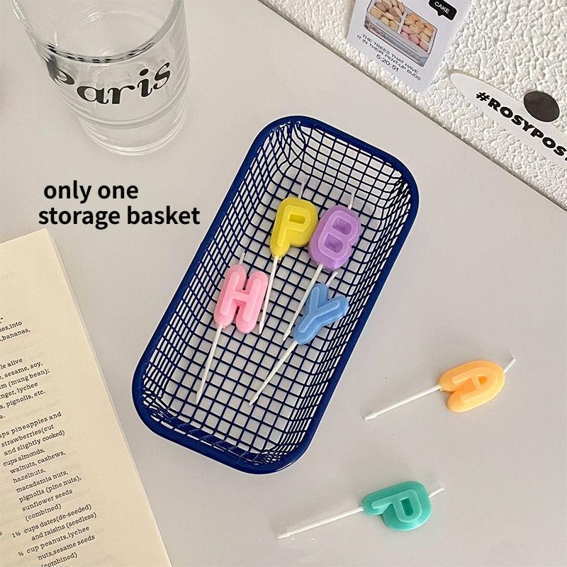 

1pc Desktop Storage Basket INS Style Metal Organizer for Photocard Office Stationery Makeup and Home Sundries Sorting 16.5x8x4cm темно-синий