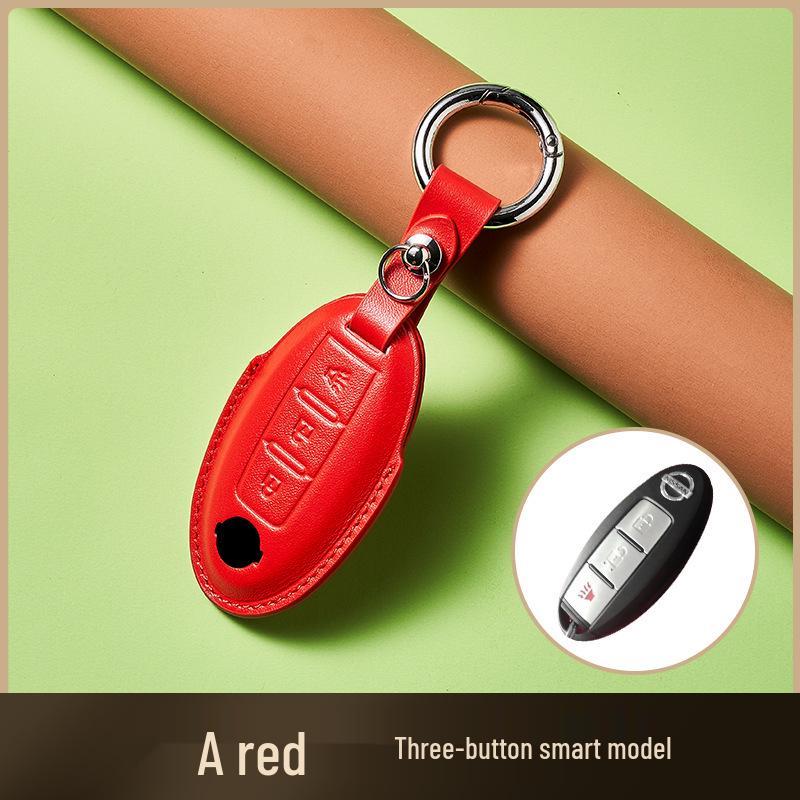 Skórzany Etui na Klucze ze Skóry Wyprawianej Roślinnie dla Nowego Kluczyka Samochodowego Sylphy Murano, Ręcznie Robiony Wzór Klamry dla Mężczyzn