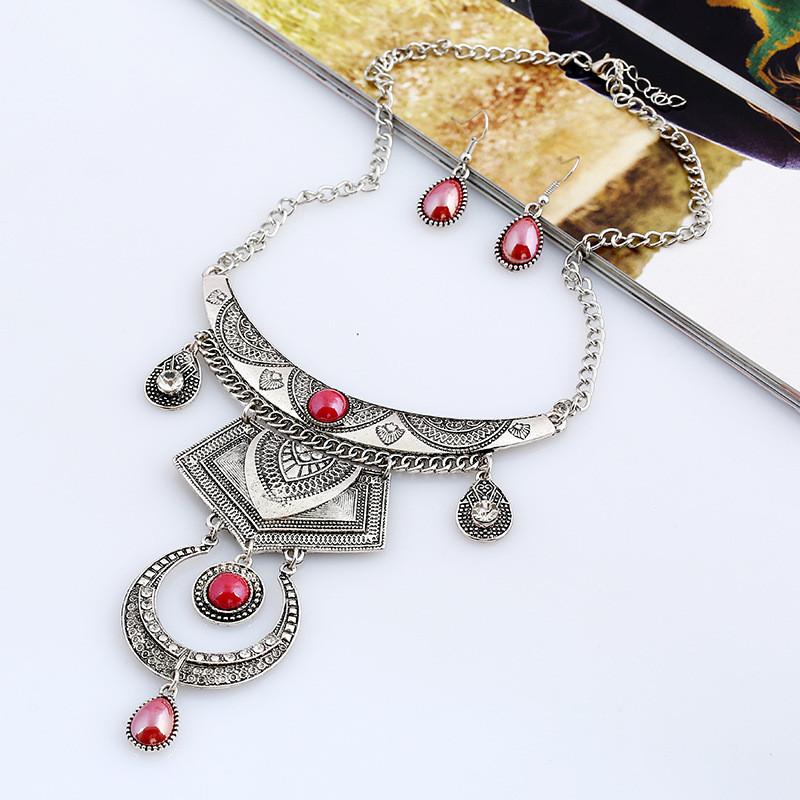 Water Alloy Fashionable Drop Necklace With Multilayer Chain And Jewelry Gemstone