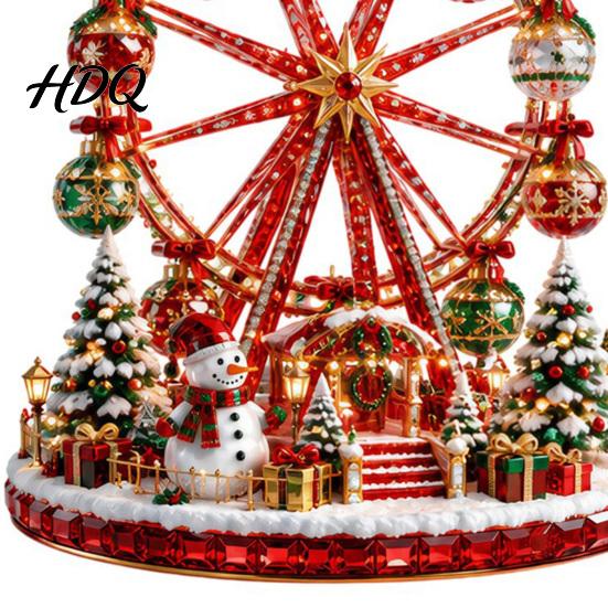 Holiday Ornaments Decorative 2D Flat Christmas Tabletop Centerpiece Acrylic Carousels/Ferris Wheel/Tree Table Bedroom Garden Window Ornament