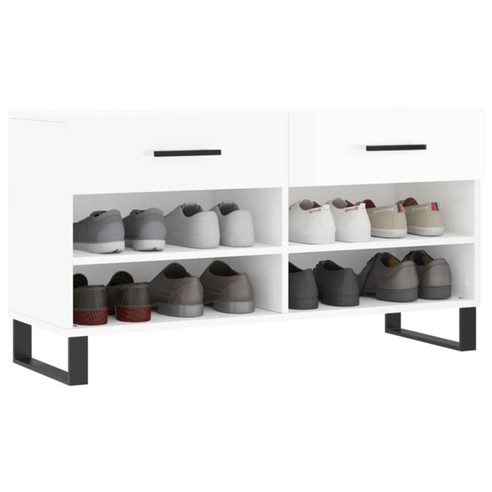 VidaXL Banc à Chaussures, Armoire à Chaussures avec 4 Étagères et Pieds, Meuble à Chaussures avec 2 Tiroirs Salon, Moderne, 829766