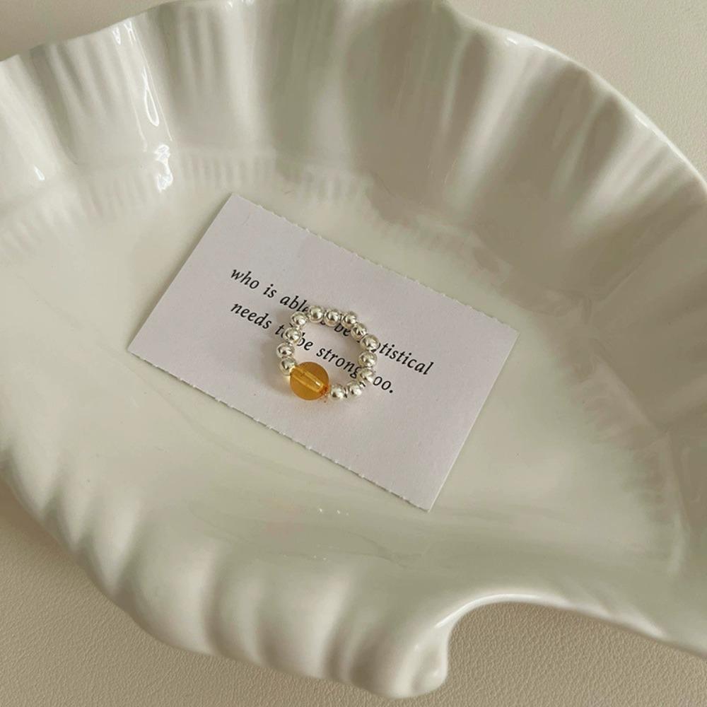 Maillard Parel kralen Ring Dames Elastisch Koord Literaire Gestapelde Wijsvinger Ring High-end Handgemaakte Ring Sieraden
