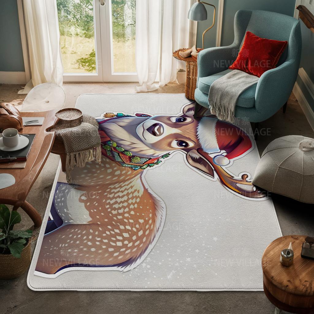 House Entrance Carpet Home Door Mat Living Room Bath Foot Bathroom Non-slip Water Absorption Rugs Bath Merry Christmas Winter