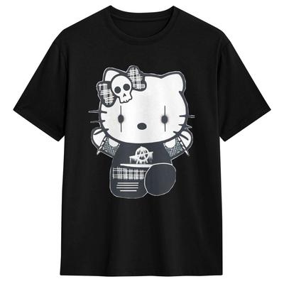Γοτθικό Γοτθικό Hellokitty Μαύρο Σατανιστικό Μπλουζάκι Αναψυχής Κοντομάνικο Τοπ Καλοκαίρι 100 Βαμβάκι Στρογγυλή Λαιμόκοψη 4XL 5XL 6XL Ρούχα