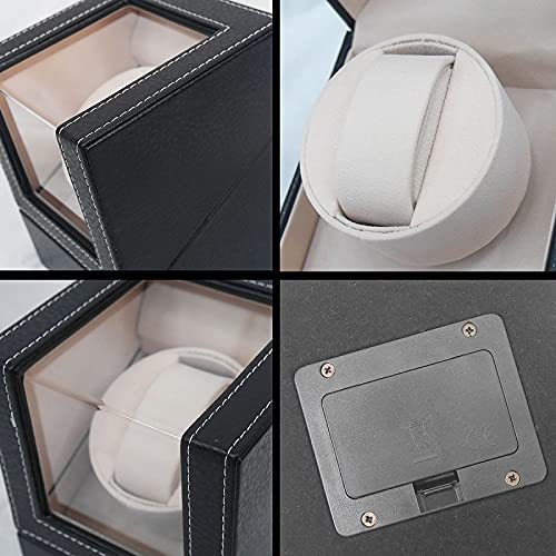 WNJAPAN Rota Relógio, Rota Relógio Automático Individual, Operação Silenciosa, Presente Popular, Item de Decoração, Couro PU Preto Embossado, WM-01BK