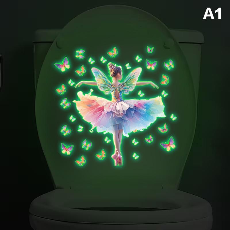 

Светящиеся Наклейки на Туалет Девочка-Бабочка Светятся в Темноте Наклейки на Стены, Окна, Машину Самоклеящиеся Съемные Домашний Декор A1