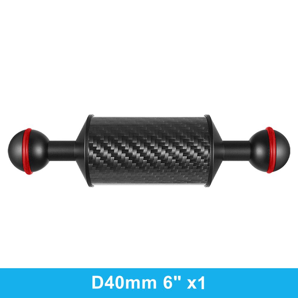 2 x D40mm Carbon Fiber Underwater Float Arm for Diving Tray Housing Video Light/Strobe Buoyancy Floating Ball Mounting (2 PCS)