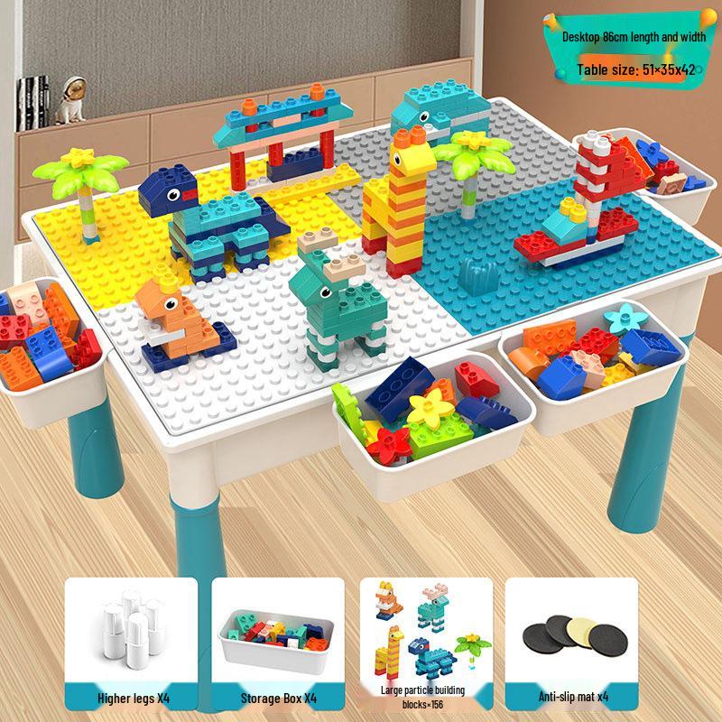 Large Particle Multifunctional Building Blocks Table for Early Education Games