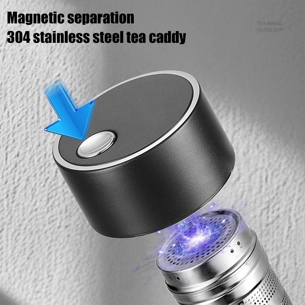 Glass Tea Bottle Travel Tea Infuser 400ml Double-Layer Water Cup High Temperature Resistant Drinkware With Magnetic Lid For
