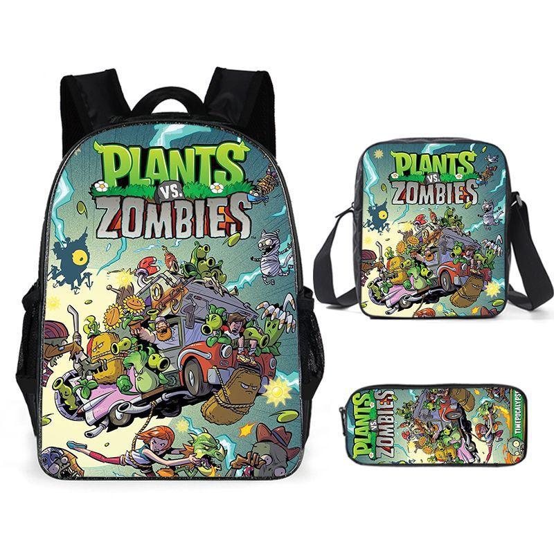 Plants Vs. Zombies Zombies Backpack Elementary School Bag Anime Cartoon Backpack Satchel Pencil case