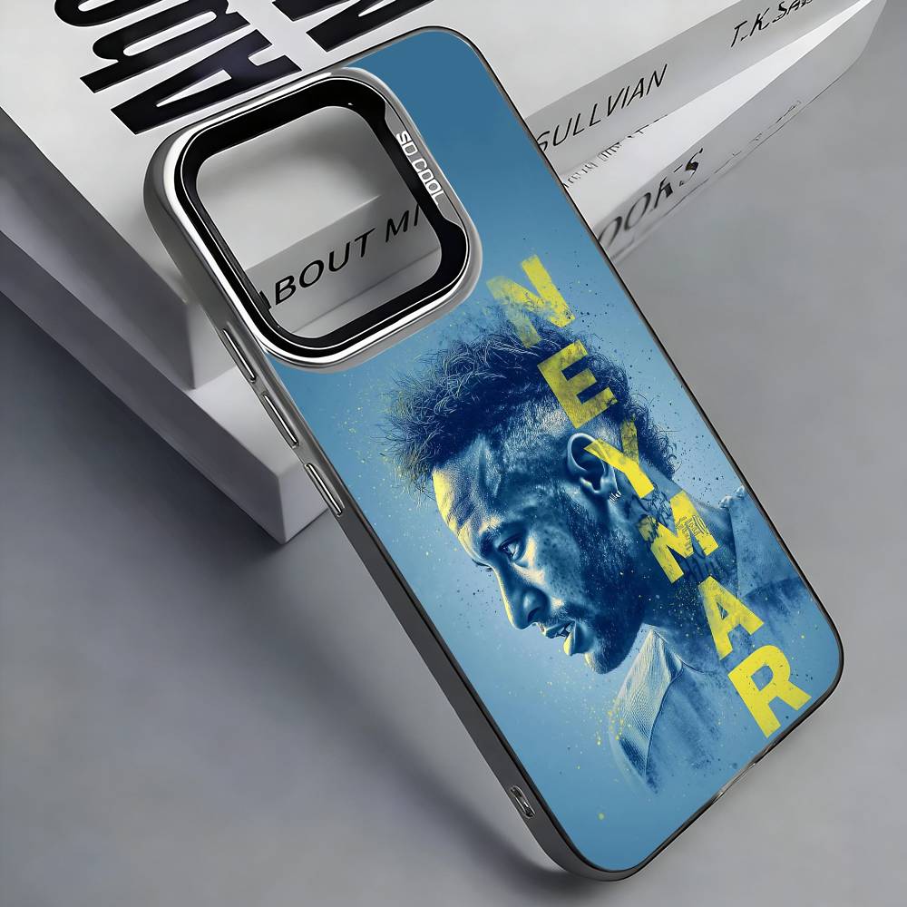 Football 10 For N-Neymar Phone Case For iPhone 17,16,15,14,13,12,11 Plus,Pro Max,Colored Silver Phone Case