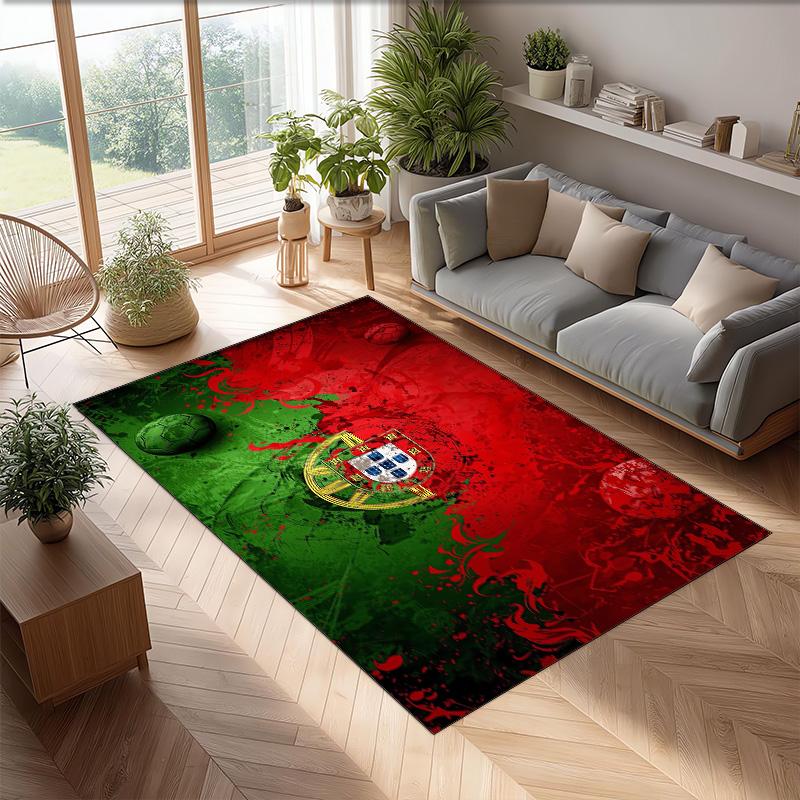 Portugal national football team Printed Flannel Area Rug Non Slip Soft Polyester Floor Carpet Indoor Decor Mat for Bedroom Living Room Sofa