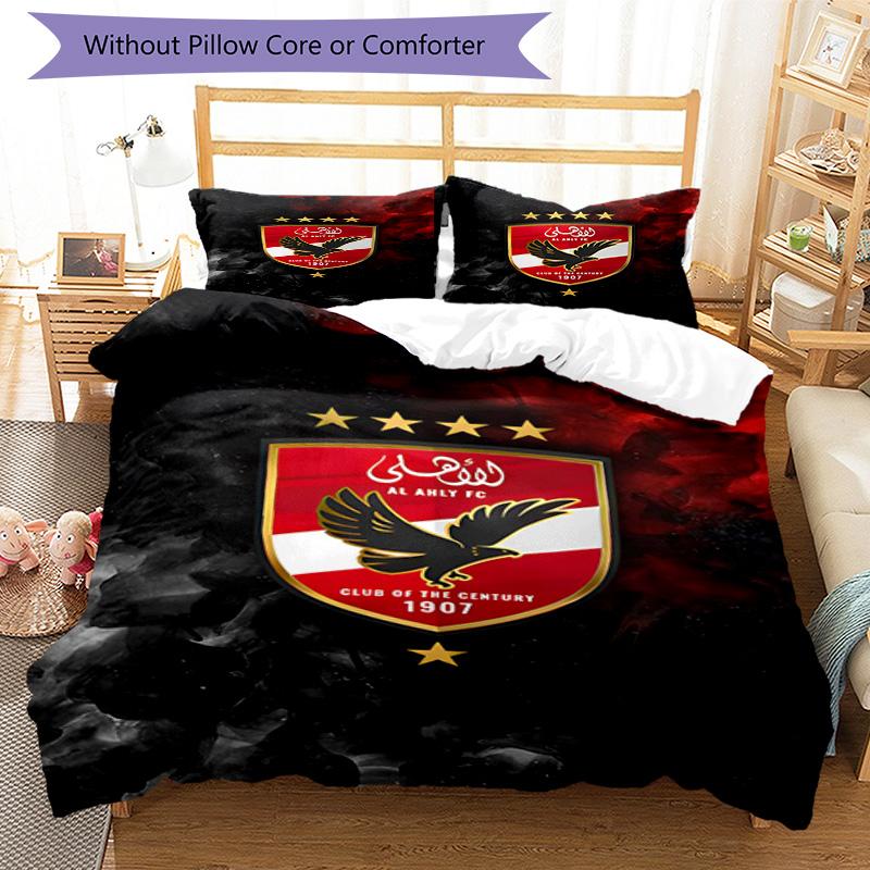 Ahly Football Club Printed Pattern Duvet Cover Set – Includes 1 Duvet Cover and 2 Matching Pillowcases Bedroom Decor Christmas Gifts