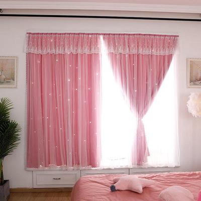 2 Panels Autohesion Curtains for Windows for Bedroom Girls Kids Baby Window Curtain Double Layer Star Cut Out Living Room Decor Wall Home