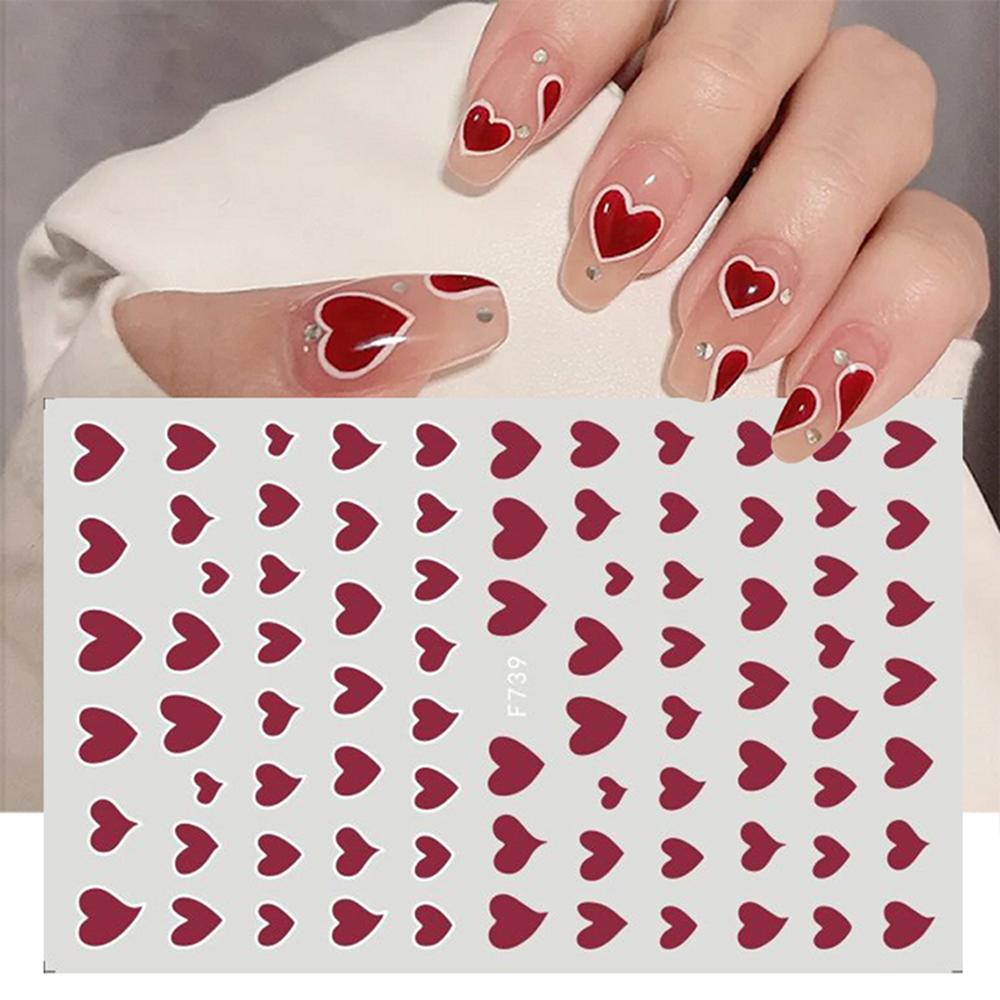 

Nail Art Красный Черный Белый DIY Маникюр Самоклеящиеся Наклейки 3D Love Heart Наклейки Для Ногтей