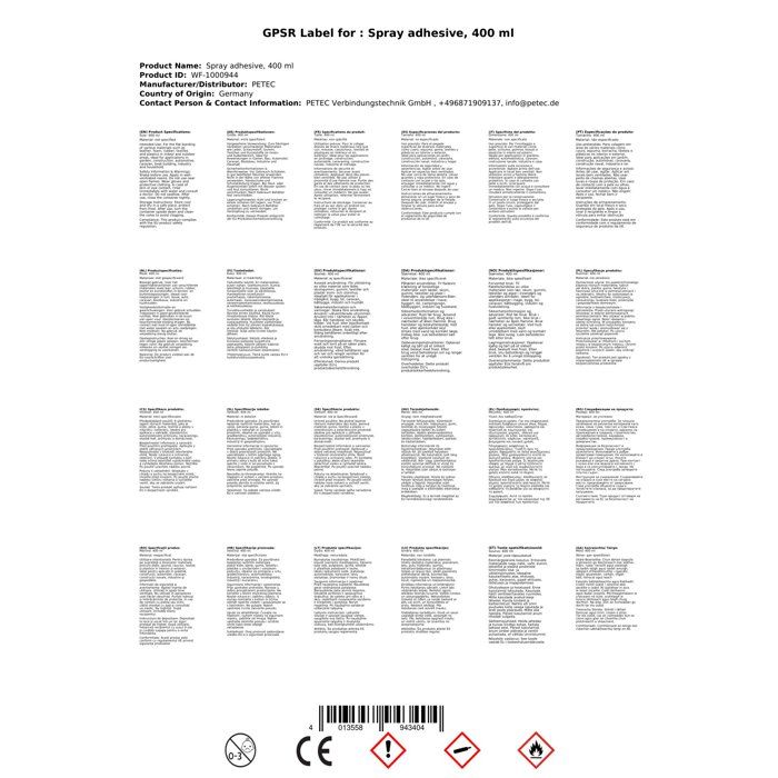 Spray Adhesive, 400 Ml