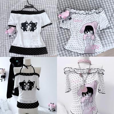 Y2k Crop Top Outwear Kawaii Tees for Girls Harajuku Outwear Korean Fashion T-shirt Chic Subculture Japanese T Shirt Women Casual