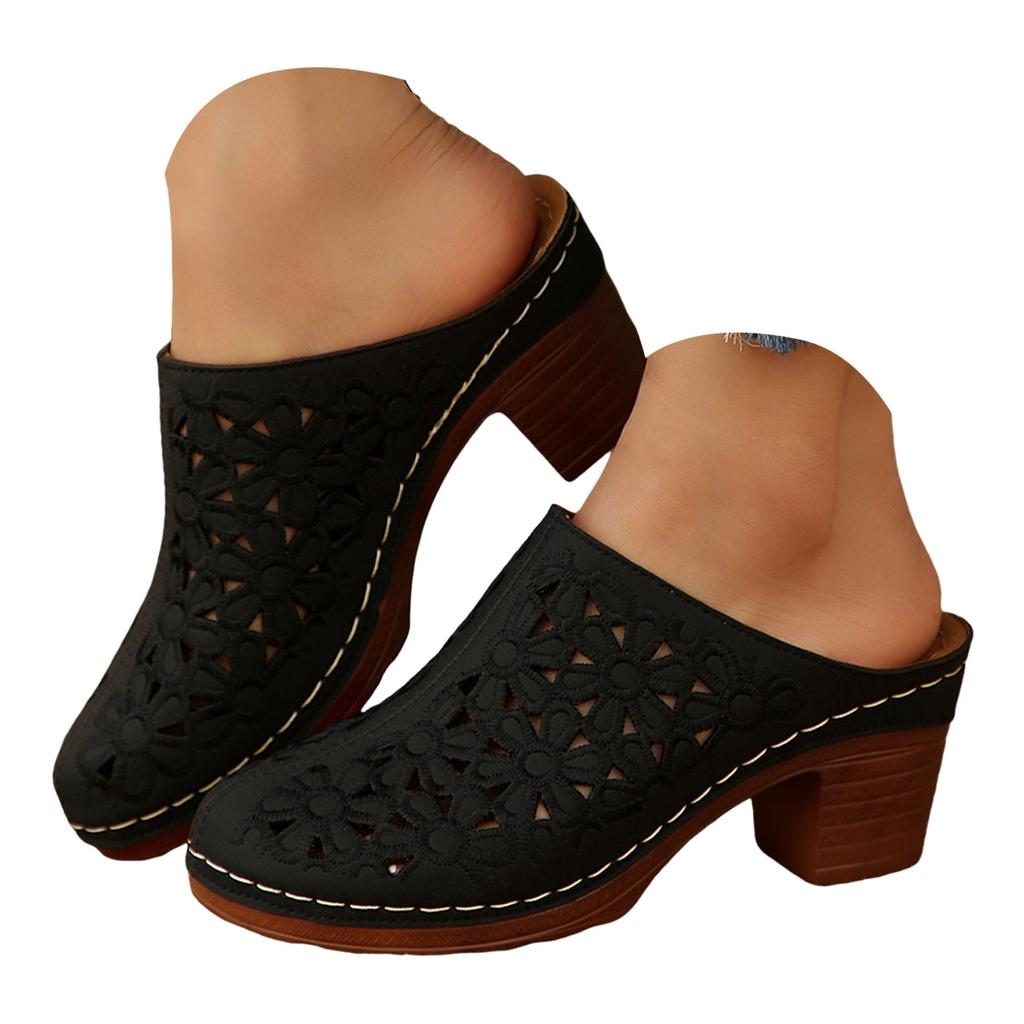 Fashionable And Versatile Women'S Slippers Thick Mid Heel Soft Sole 206 Collective Womens Sandals Women Leather Sandals Size 6