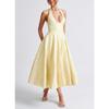 Sexy Elegant V Neck Halter High Waist A Line Long Evening Party Dress