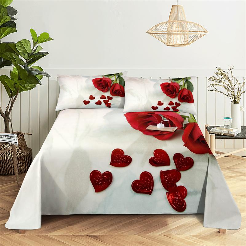 

Комплект пододеяльника «Красная роза» с 3D-принтом, романтическая тематика, подарок на День святого Валентина, полиэстеровый чехол для одеяла с наволочкой, размер кинг, квин EU single(135x200cm)