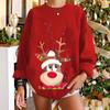 Women's Christmas Reindeer Print Round Neck Hoodie